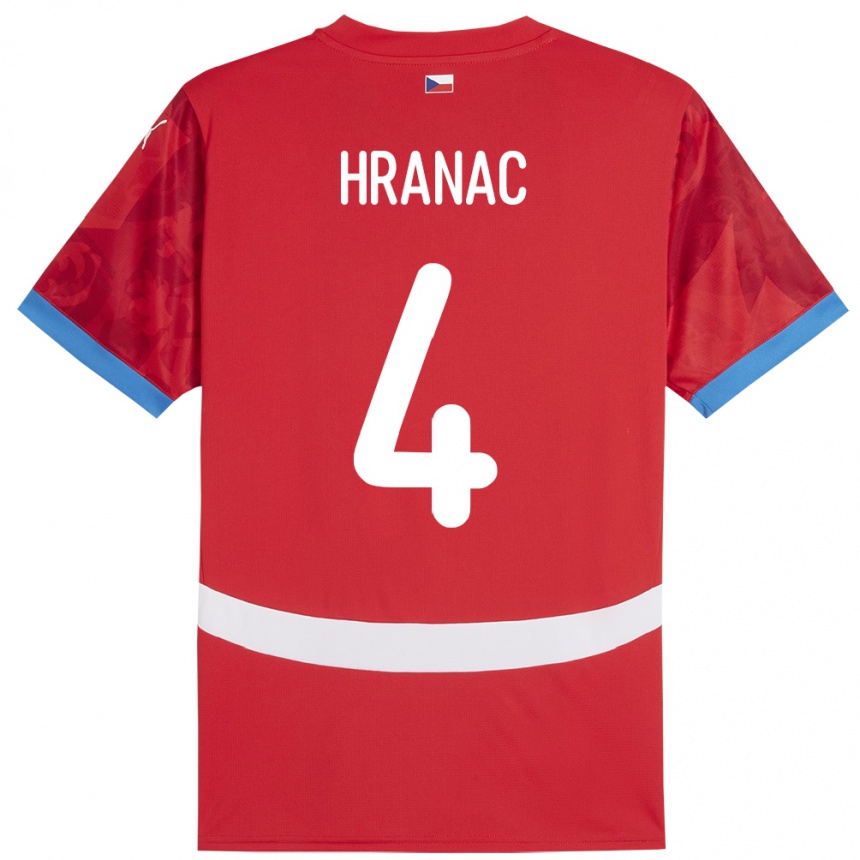 Men Football Czech Republic Robin Hranac #4 Red Home Jersey 24-26 T-Shirt Australia