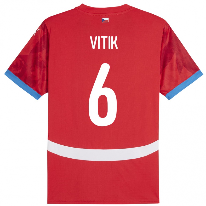 Men Football Czech Republic Martin Vitík #6 Red Home Jersey 24-26 T-Shirt Australia