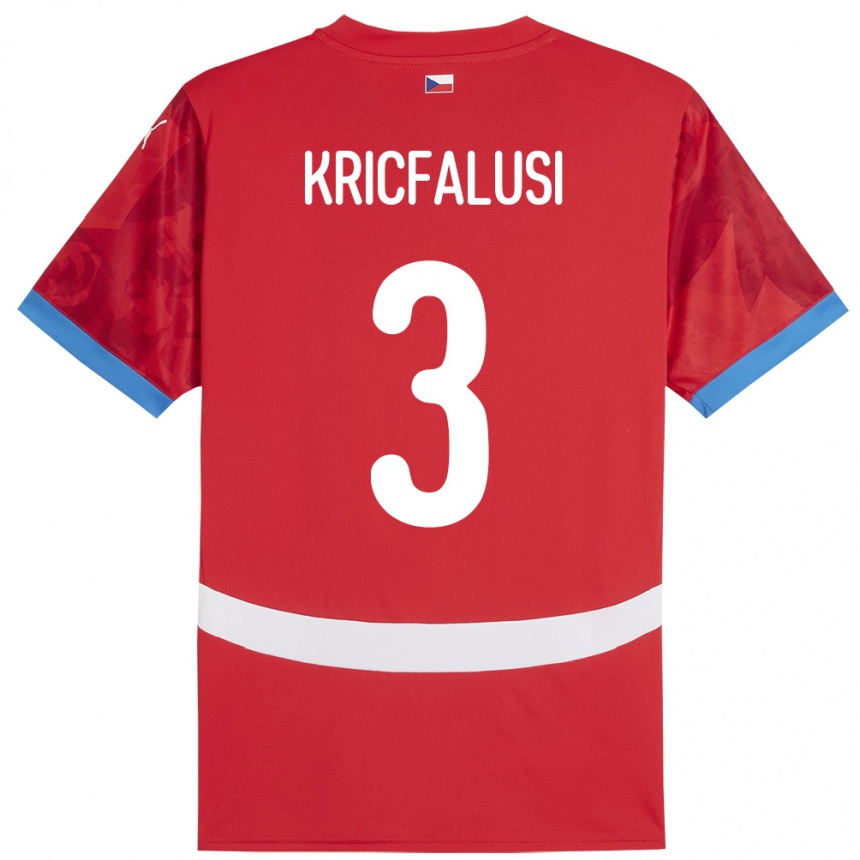 Men Football Czech Republic Ondrej Kricfalusi #3 Red Home Jersey 24-26 T-Shirt Australia