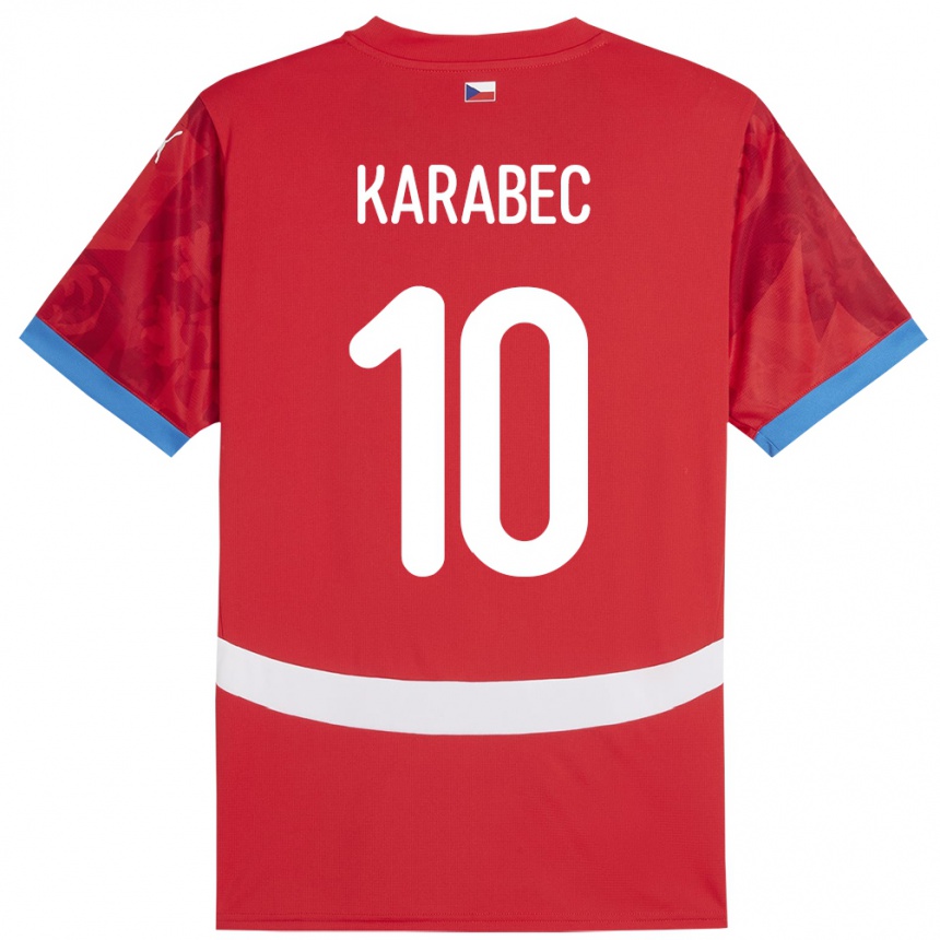 Men Football Czech Republic Adam Karabec #10 Red Home Jersey 24-26 T-Shirt Australia