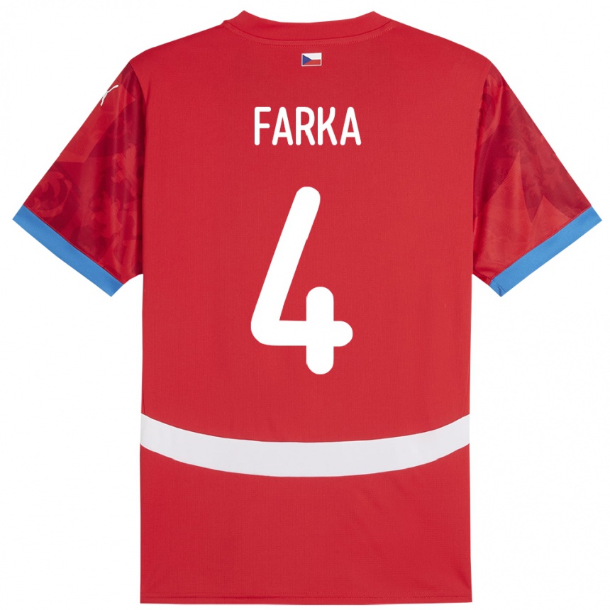 Men Football Czech Republic Dominik Farka #4 Red Home Jersey 24-26 T-Shirt Australia