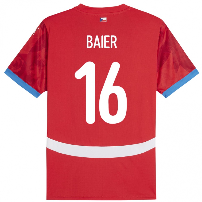 Men Football Czech Republic Viktor Baier #16 Red Home Jersey 24-26 T-Shirt Australia