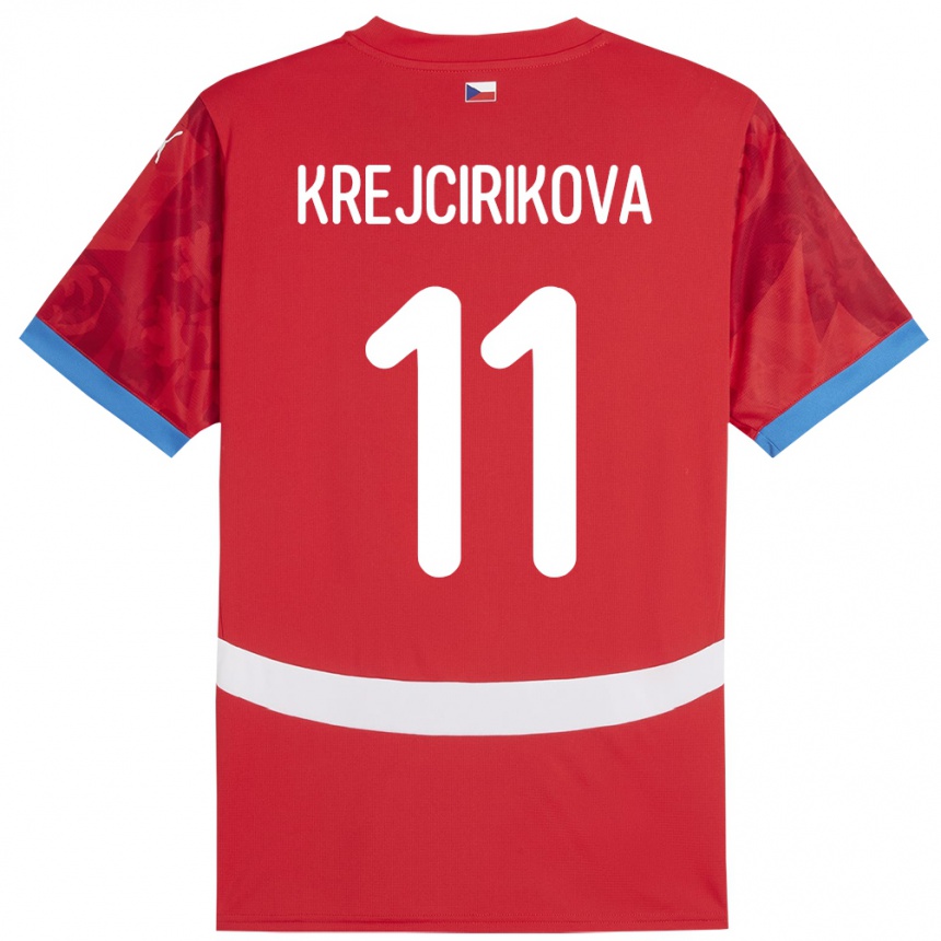 Men Football Czech Republic Tereza Krejčiříková #11 Red Home Jersey 24-26 T-Shirt Australia