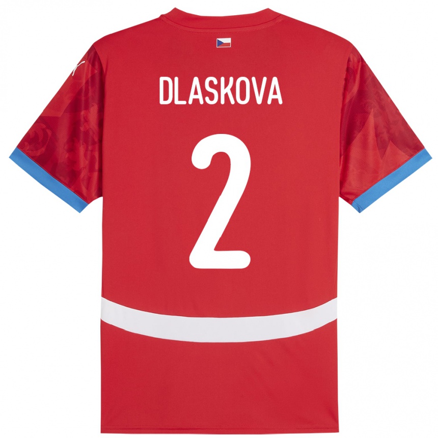 Men Football Czech Republic Anna Dlasková #2 Red Home Jersey 24-26 T-Shirt Australia