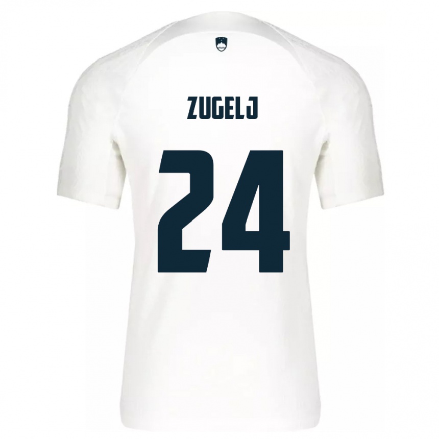 Men Football Slovenia Nino Zugelj #24 White Home Jersey 24-26 T-Shirt Australia