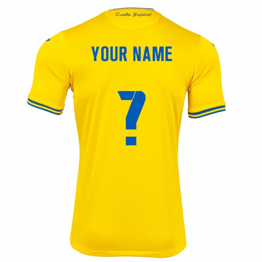 Men Football Ukraine Your Name #0 Yellow Home Jersey 24-26 T-Shirt Australia