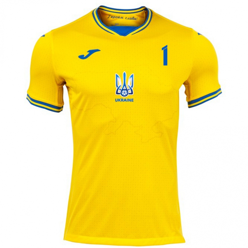 Men Football Ukraine Georgiy Yermakov #1 Yellow Home Jersey 24-26 T-Shirt Australia