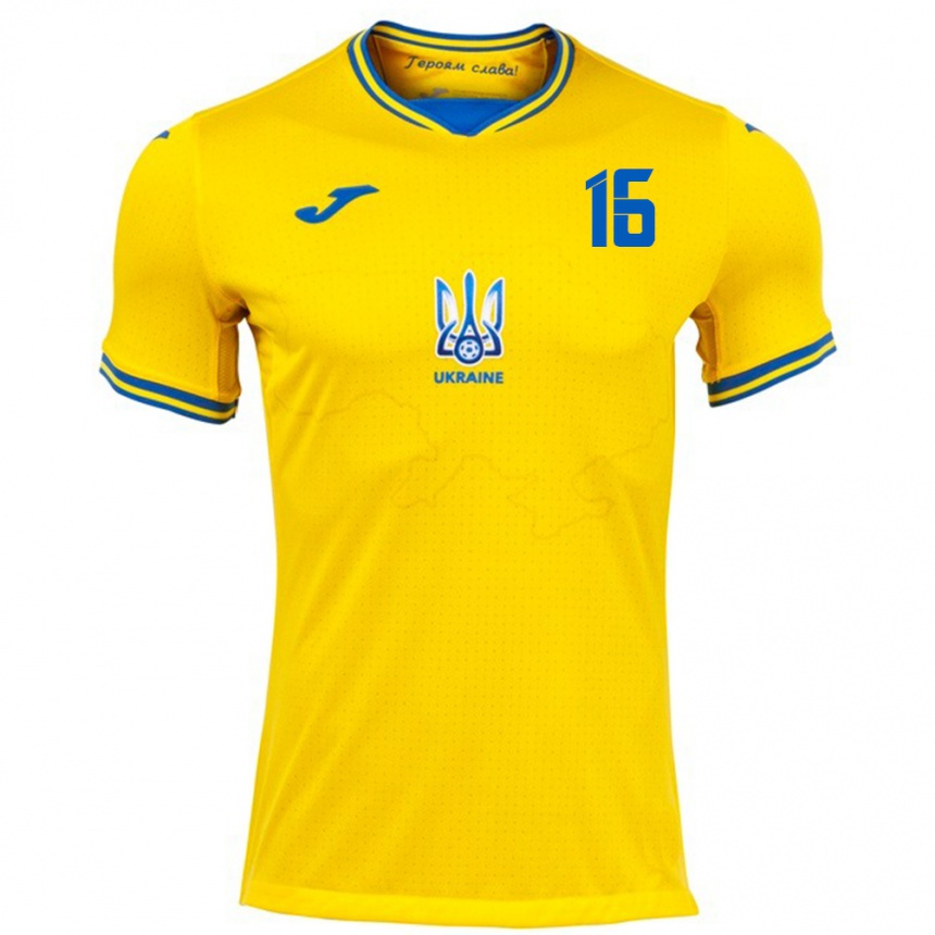 Men Football Ukraine Vitaliy Mykolenko #16 Yellow Home Jersey 24-26 T-Shirt Australia