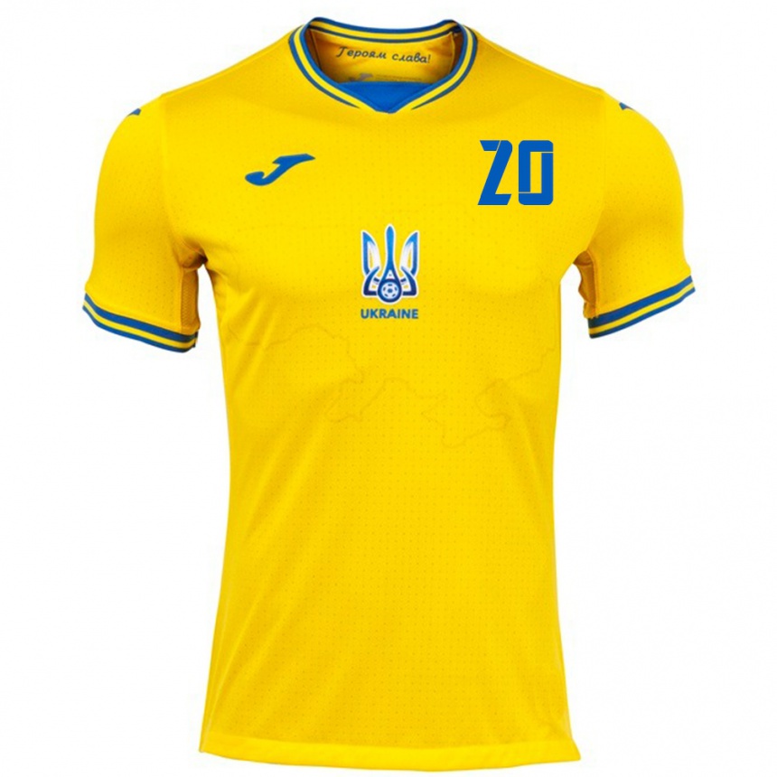 Men Football Ukraine Artem Ugrynchuk #20 Yellow Home Jersey 24-26 T-Shirt Australia