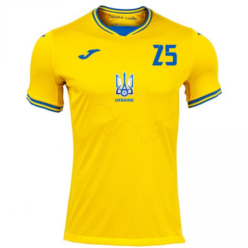 Men Football Ukraine Vladyslav Vanat #25 Yellow Home Jersey 24-26 T-Shirt Australia