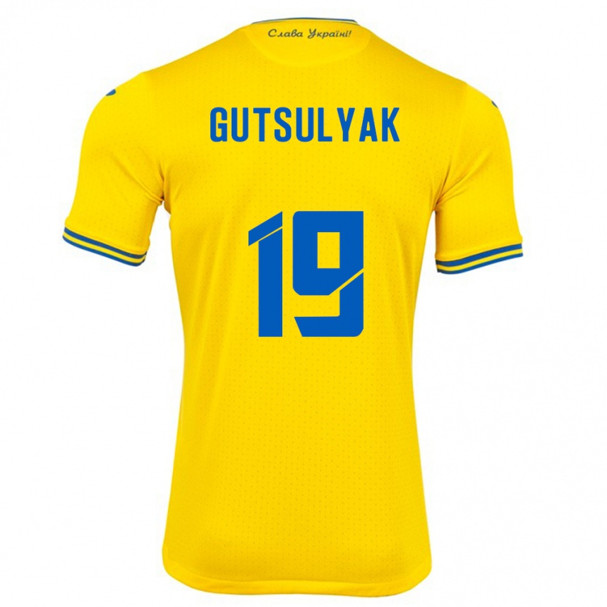 Men Football Ukraine Oleksiy Gutsulyak #19 Yellow Home Jersey 24-26 T-Shirt Australia