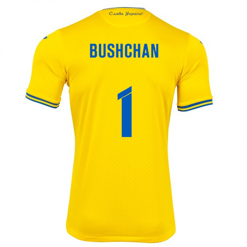 Men Football Ukraine Georgiy Bushchan #1 Yellow Home Jersey 24-26 T-Shirt Australia