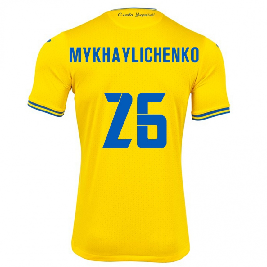 Men Football Ukraine Bogdan Mykhaylichenko #26 Yellow Home Jersey 24-26 T-Shirt Australia