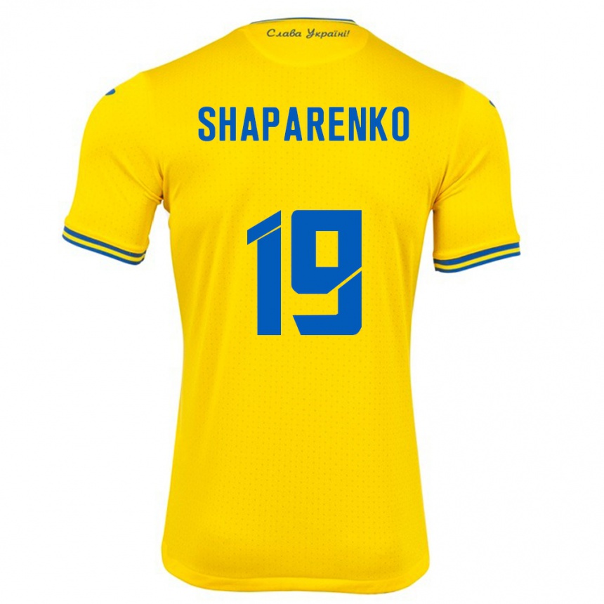 Men Football Ukraine Mykola Shaparenko #19 Yellow Home Jersey 24-26 T-Shirt Australia