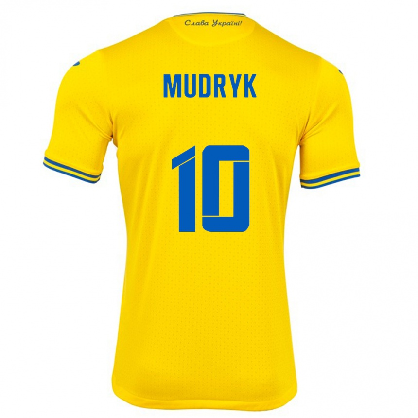 Men Football Ukraine Mykhaylo Mudryk #10 Yellow Home Jersey 24-26 T-Shirt Australia