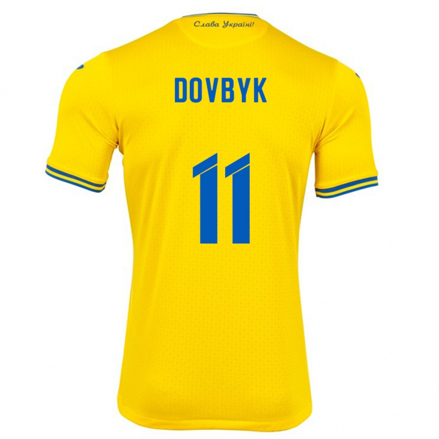 Men Football Ukraine Artem Dovbyk #11 Yellow Home Jersey 24-26 T-Shirt Australia