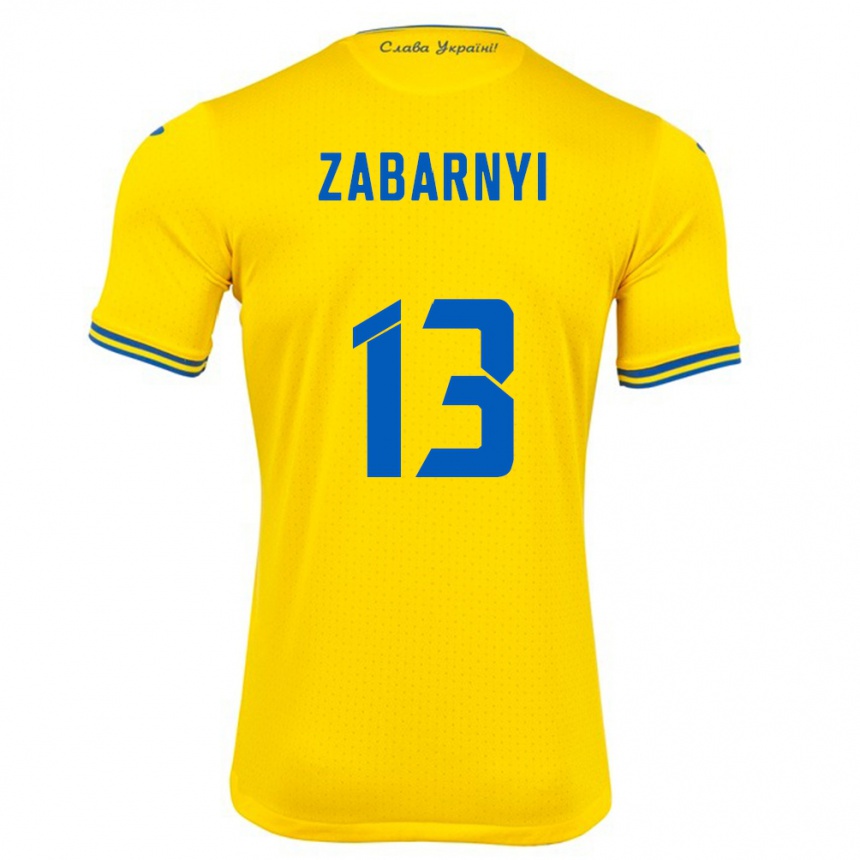 Men Football Ukraine Ilya Zabarnyi #13 Yellow Home Jersey 24-26 T-Shirt Australia