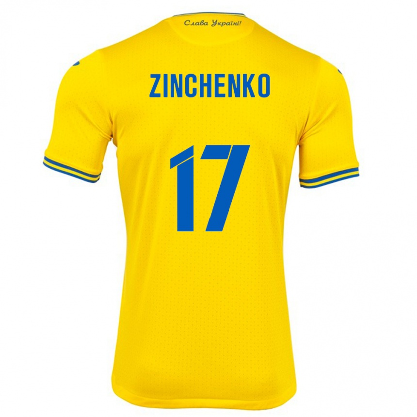 Men Football Ukraine Oleksandr Zinchenko #17 Yellow Home Jersey 24-26 T-Shirt Australia