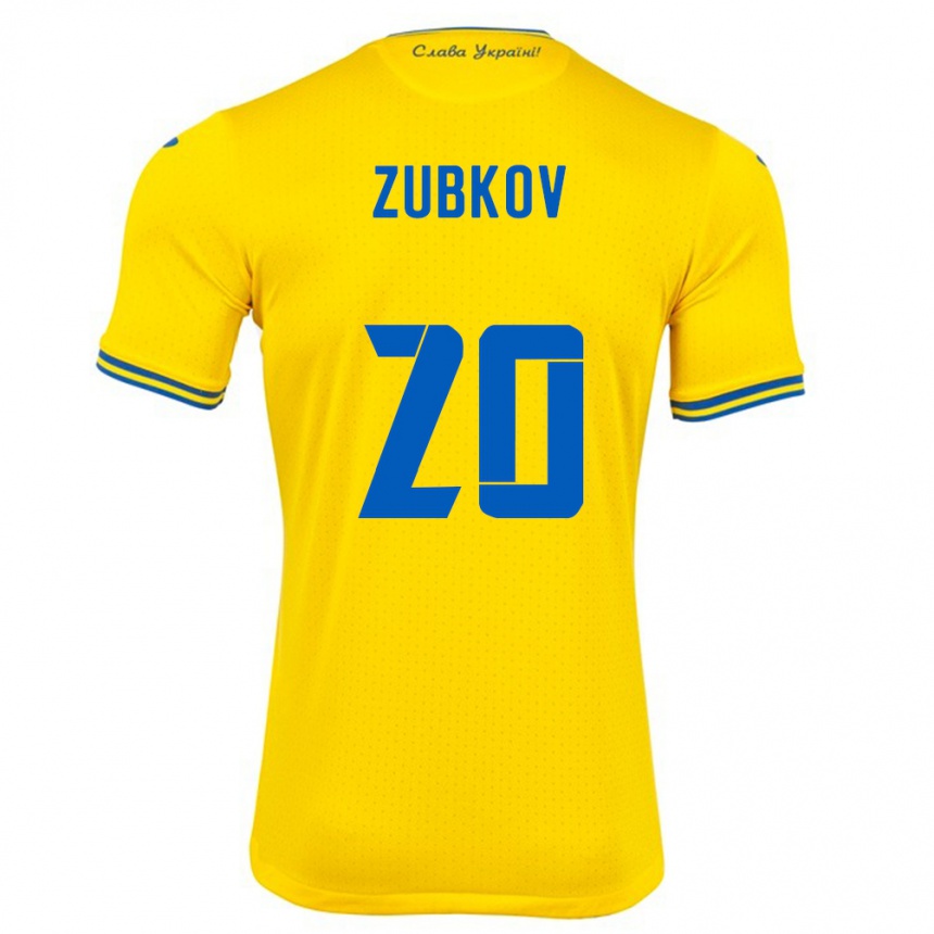 Men Football Ukraine Oleksandr Zubkov #20 Yellow Home Jersey 24-26 T-Shirt Australia