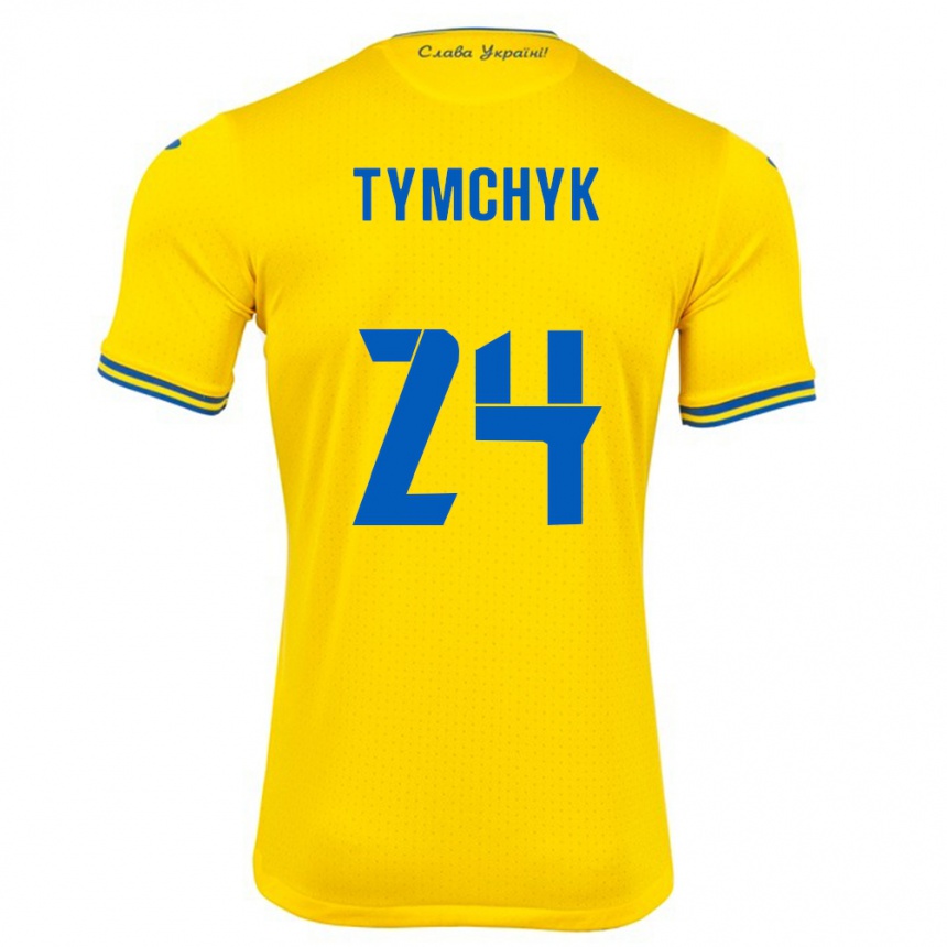 Men Football Ukraine Oleksandr Tymchyk #24 Yellow Home Jersey 24-26 T-Shirt Australia