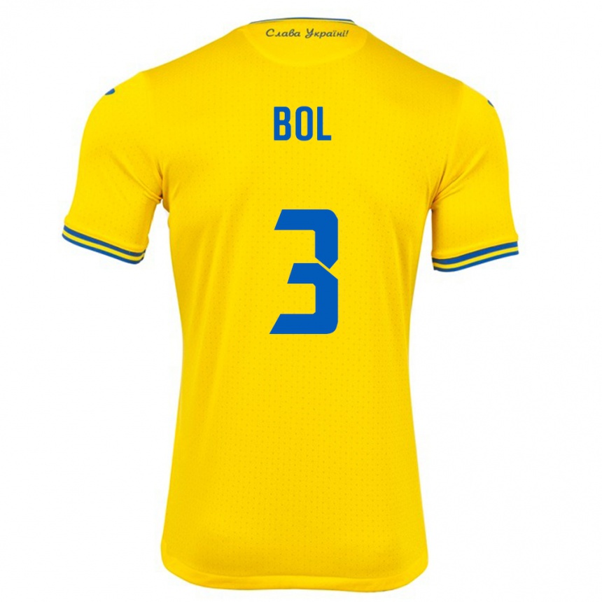 Men Football Ukraine Anton Bol #3 Yellow Home Jersey 24-26 T-Shirt Australia