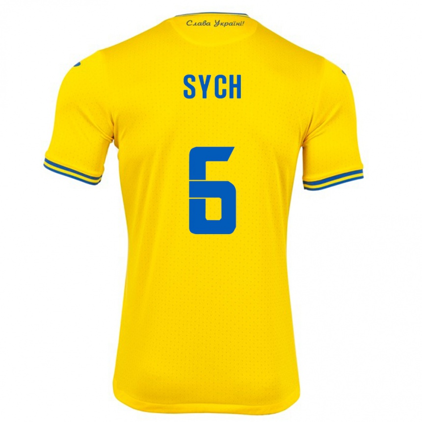 Men Football Ukraine Oleksiy Sych #6 Yellow Home Jersey 24-26 T-Shirt Australia