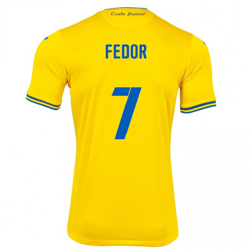 Men Football Ukraine Oleg Fedor #7 Yellow Home Jersey 24-26 T-Shirt Australia