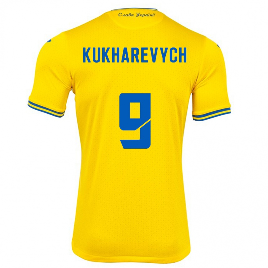 Men Football Ukraine Mykola Kukharevych #9 Yellow Home Jersey 24-26 T-Shirt Australia