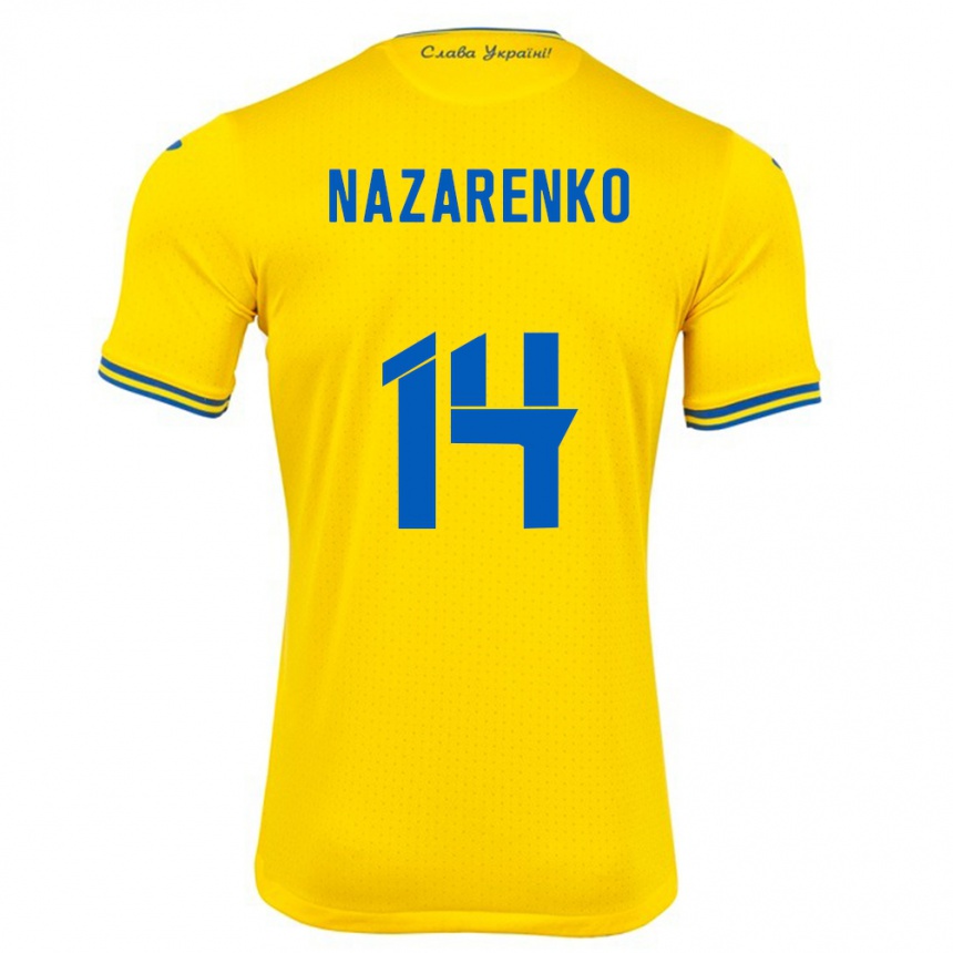 Men Football Ukraine Oleksandr Nazarenko #14 Yellow Home Jersey 24-26 T-Shirt Australia