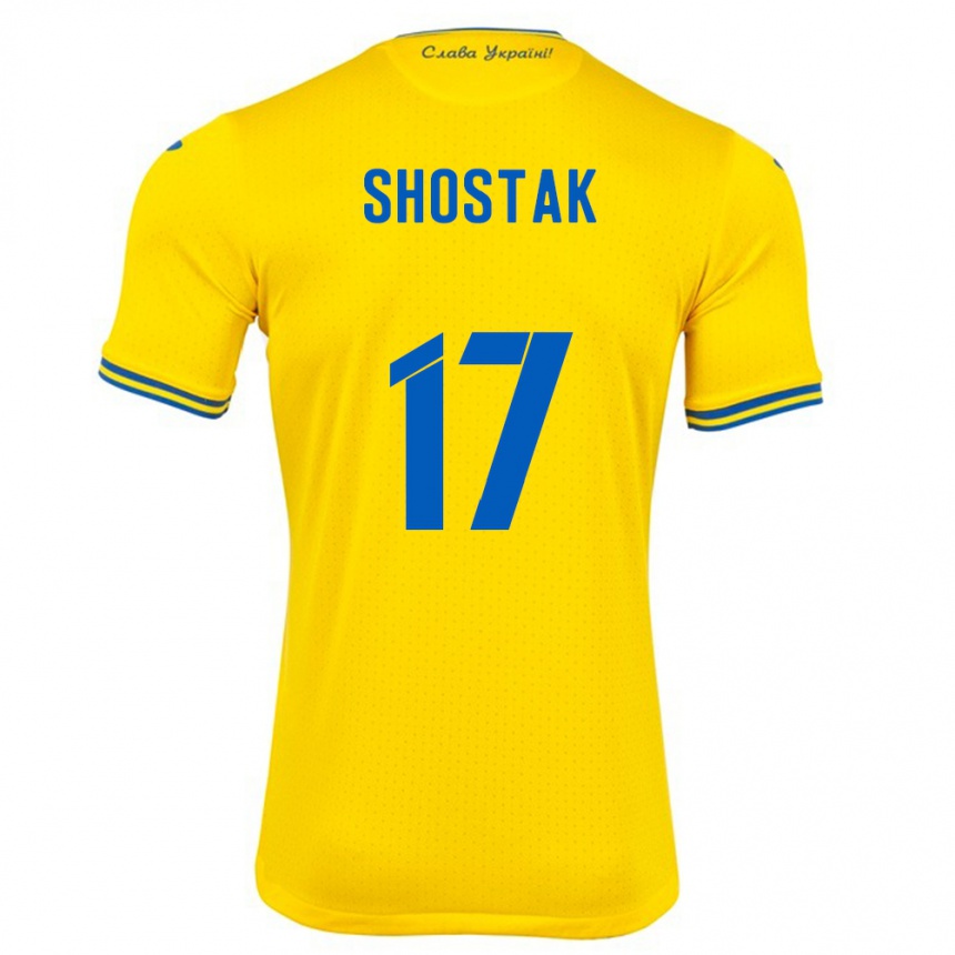 Men Football Ukraine Denys Shostak #17 Yellow Home Jersey 24-26 T-Shirt Australia