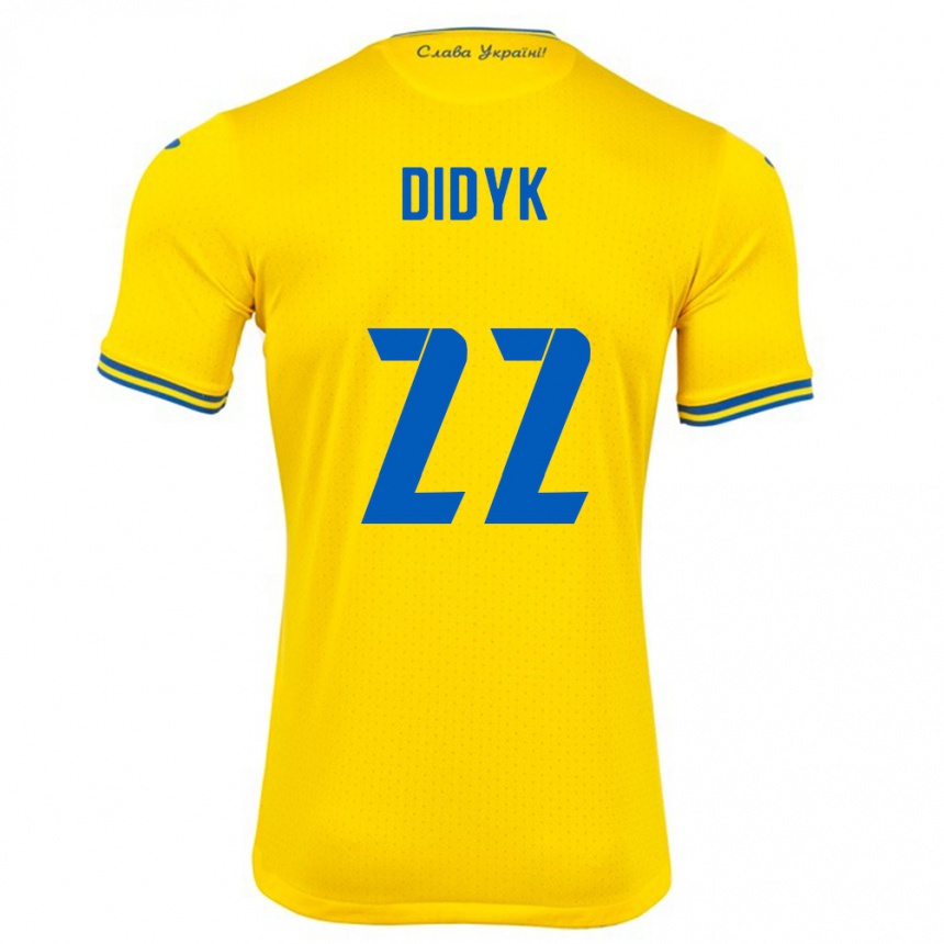 Men Football Ukraine Roman Didyk #22 Yellow Home Jersey 24-26 T-Shirt Australia