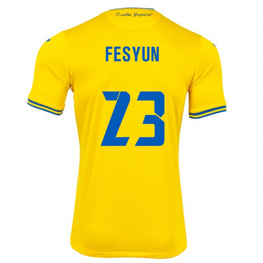 Men Football Ukraine Kiril Fesyun #23 Yellow Home Jersey 24-26 T-Shirt Australia