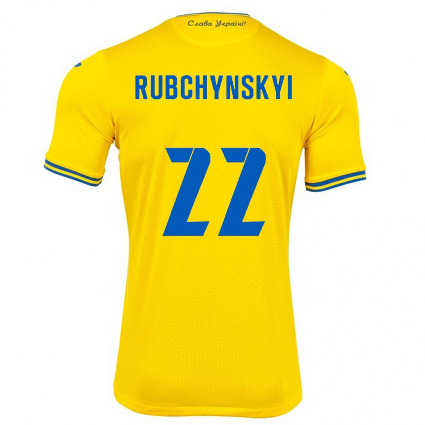 Men Football Ukraine Valentyn Rubchynskyi #22 Yellow Home Jersey 24-26 T-Shirt Australia