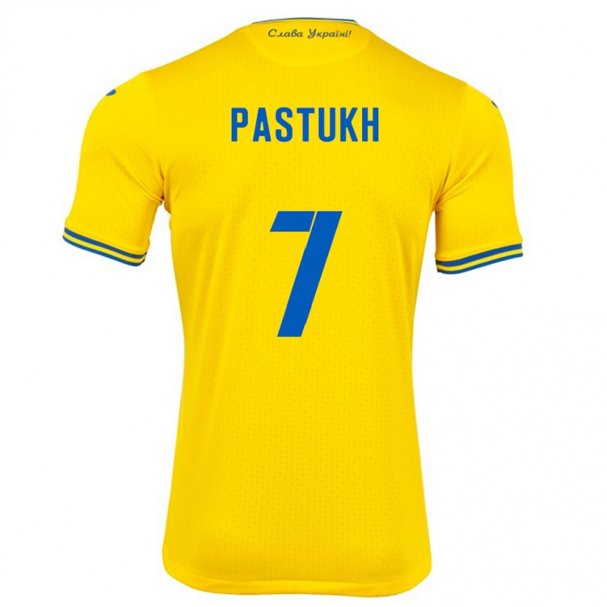 Men Football Ukraine Yevgeniy Pastukh #7 Yellow Home Jersey 24-26 T-Shirt Australia