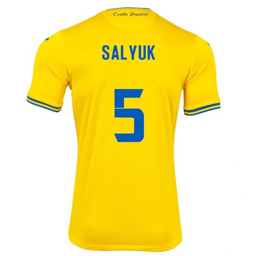 Men Football Ukraine Volodymyr Salyuk #5 Yellow Home Jersey 24-26 T-Shirt Australia