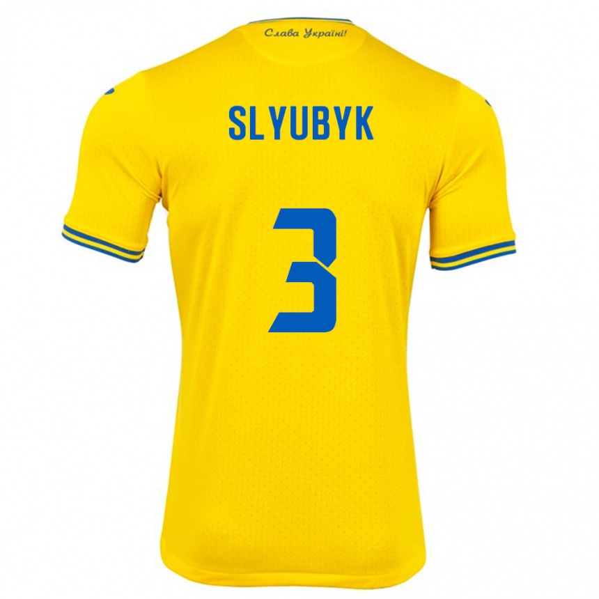 Men Football Ukraine Bogdan Slyubyk #3 Yellow Home Jersey 24-26 T-Shirt Australia