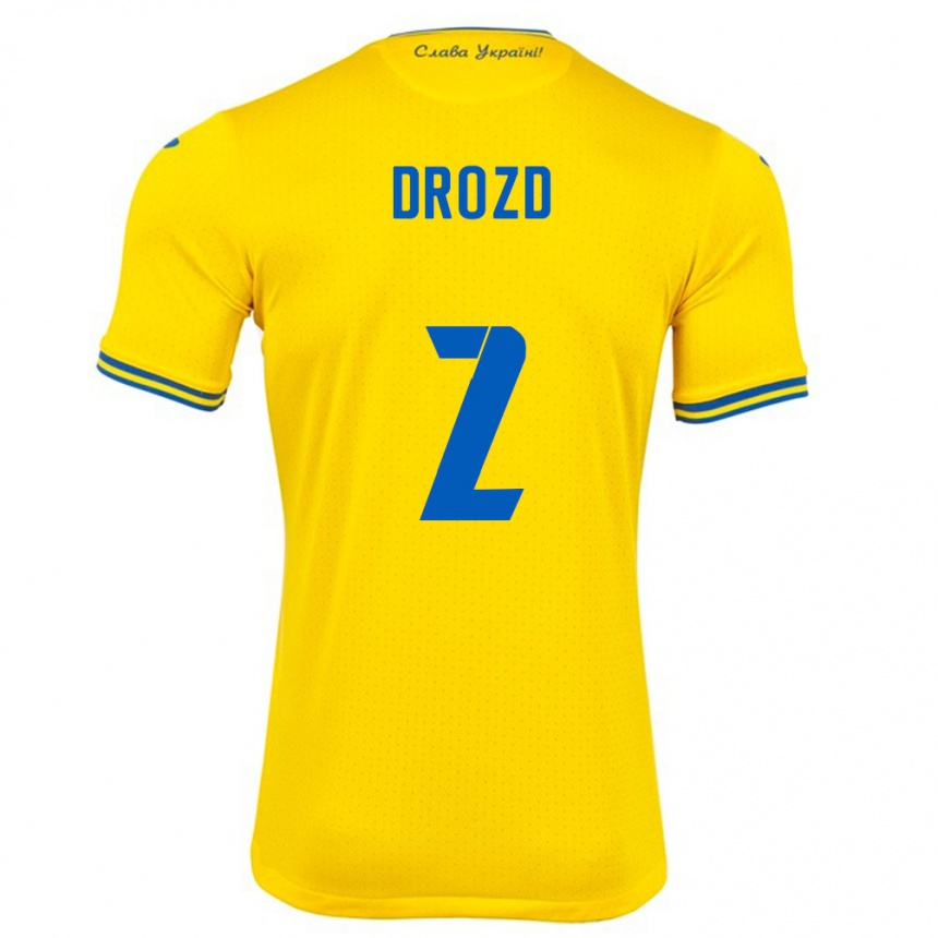 Men Football Ukraine Anton Drozd #2 Yellow Home Jersey 24-26 T-Shirt Australia