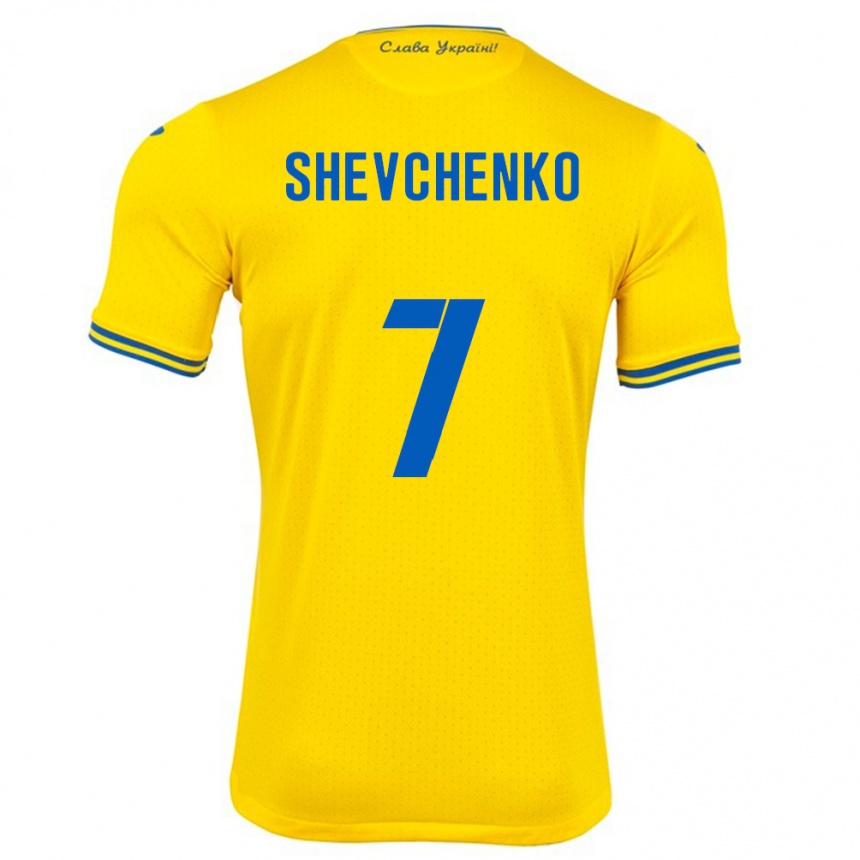 Men Football Ukraine Kristian Shevchenko #7 Yellow Home Jersey 24-26 T-Shirt Australia