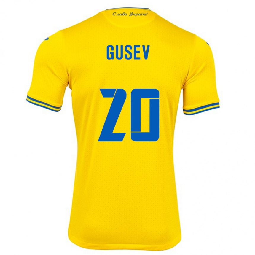 Men Football Ukraine Oleksiy Gusev #20 Yellow Home Jersey 24-26 T-Shirt Australia