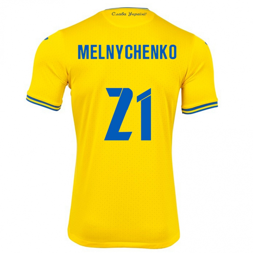 Men Football Ukraine Maksym Melnychenko #21 Yellow Home Jersey 24-26 T-Shirt Australia