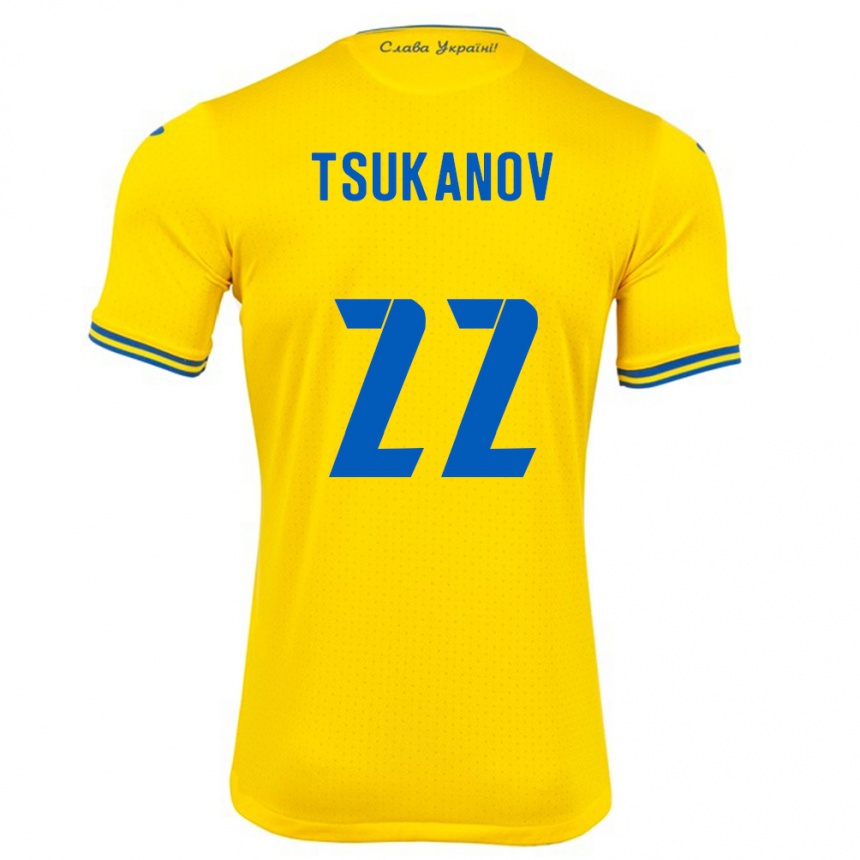 Men Football Ukraine Viktor Tsukanov #22 Yellow Home Jersey 24-26 T-Shirt Australia