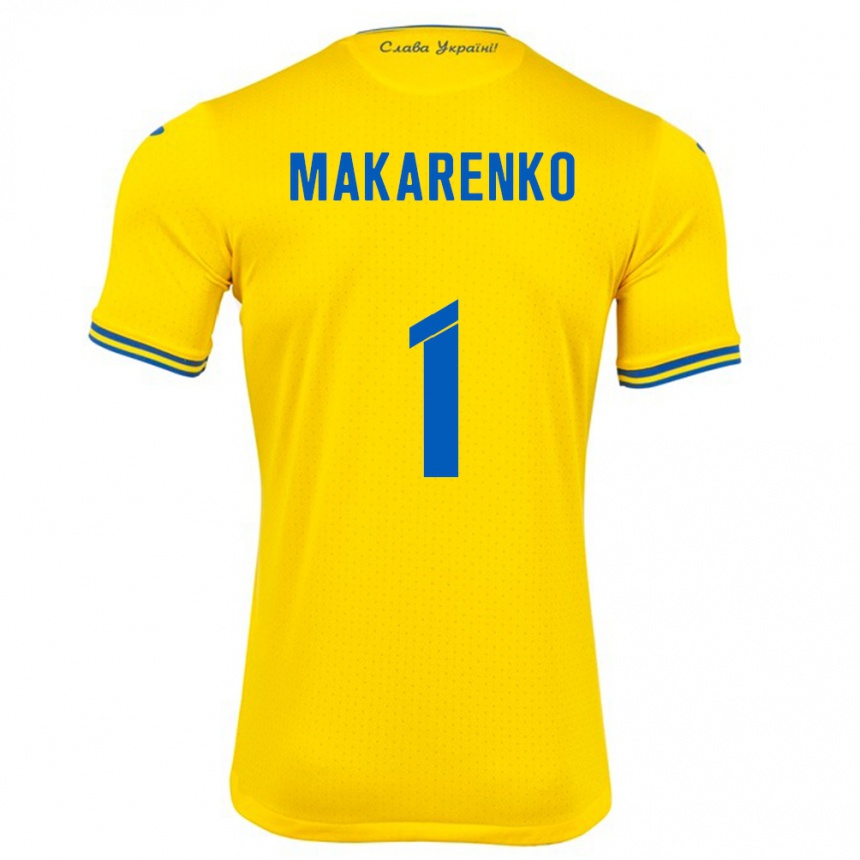 Men Football Ukraine Nazar Makarenko #1 Yellow Home Jersey 24-26 T-Shirt Australia