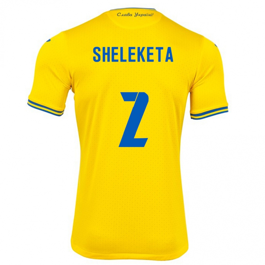 Men Football Ukraine Mykyta Sheleketa #2 Yellow Home Jersey 24-26 T-Shirt Australia