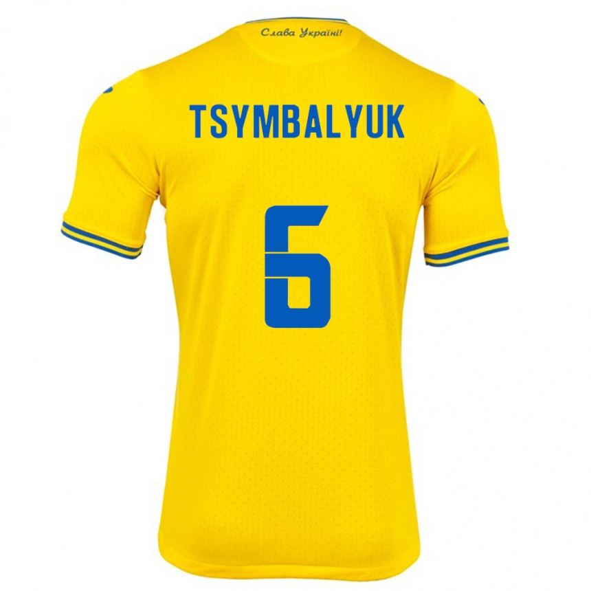 Men Football Ukraine Maksym Tsymbalyuk #6 Yellow Home Jersey 24-26 T-Shirt Australia