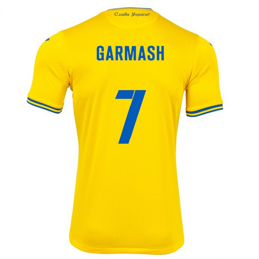 Men Football Ukraine Yevgen Garmash #7 Yellow Home Jersey 24-26 T-Shirt Australia