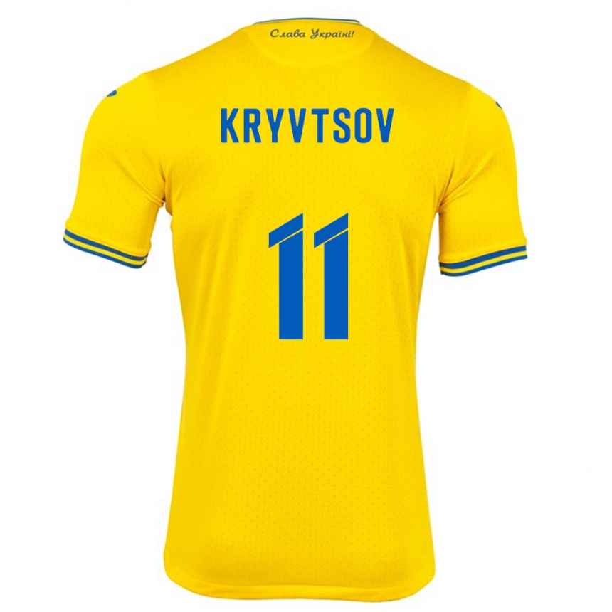 Men Football Ukraine Nikita Kryvtsov #11 Yellow Home Jersey 24-26 T-Shirt Australia