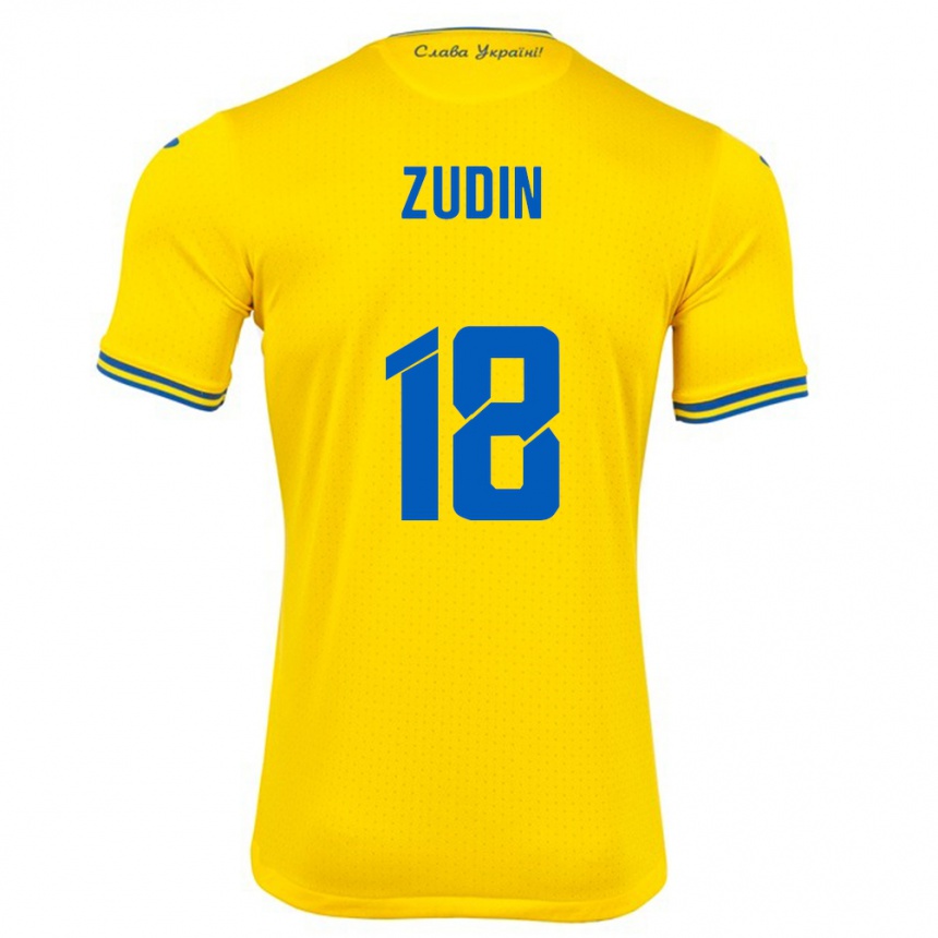 Men Football Ukraine Dmytro Zudin #18 Yellow Home Jersey 24-26 T-Shirt Australia