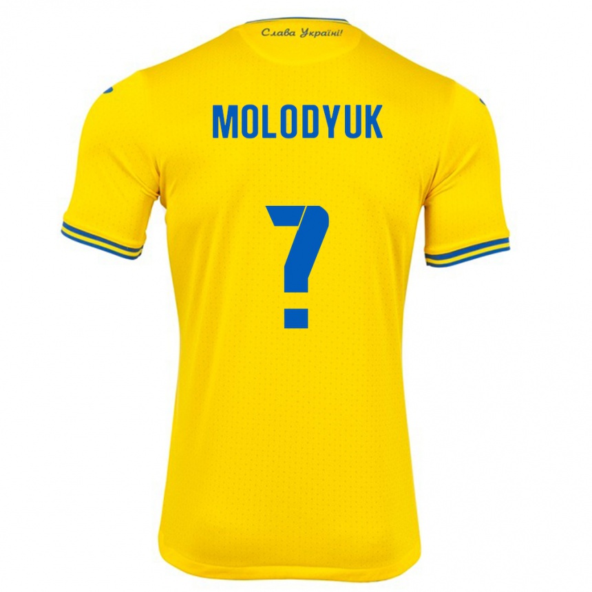 Men Football Ukraine Yelyzaveta Molodyuk #0 Yellow Home Jersey 24-26 T-Shirt Australia