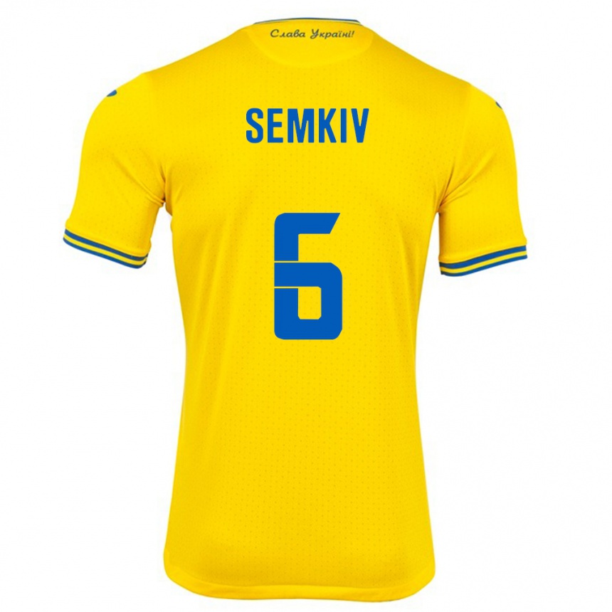 Men Football Ukraine Dayana Semkiv #6 Yellow Home Jersey 24-26 T-Shirt Australia