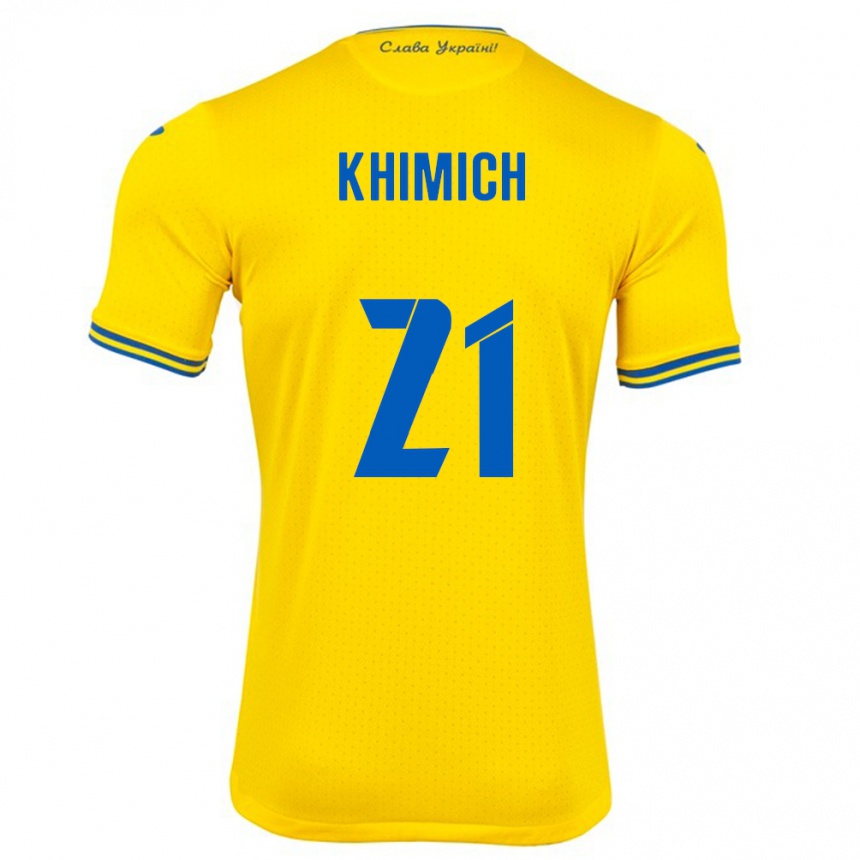 Men Football Ukraine Tamila Khimich #21 Yellow Home Jersey 24-26 T-Shirt Australia